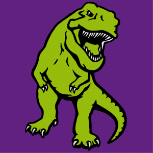 Opaque dinosaur drawn from the front to be printed on t-shirt.
