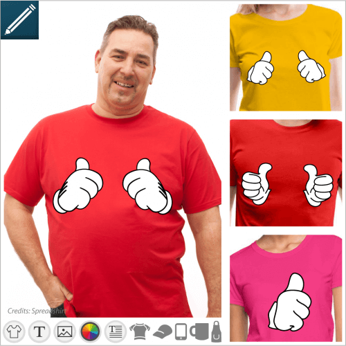 Customized t-shirt thumbs up. Print a thumb-up design on the t-shirt of your choice and create an original garment.