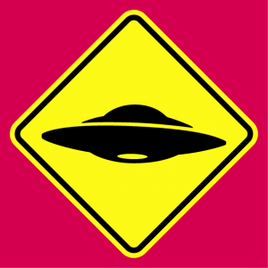 T-shirt road sign. Ufo road sign, a humorous and Aliens design.