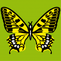 Realistic three-colour butterfly to be printed online.