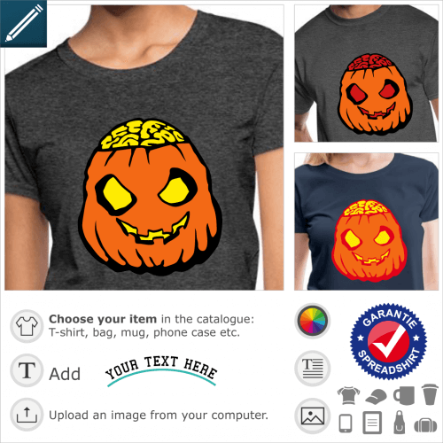 Zombie pumpkin t-shirt. Zombie pumpkin, to personalize and print on a Halloween t-shirt.